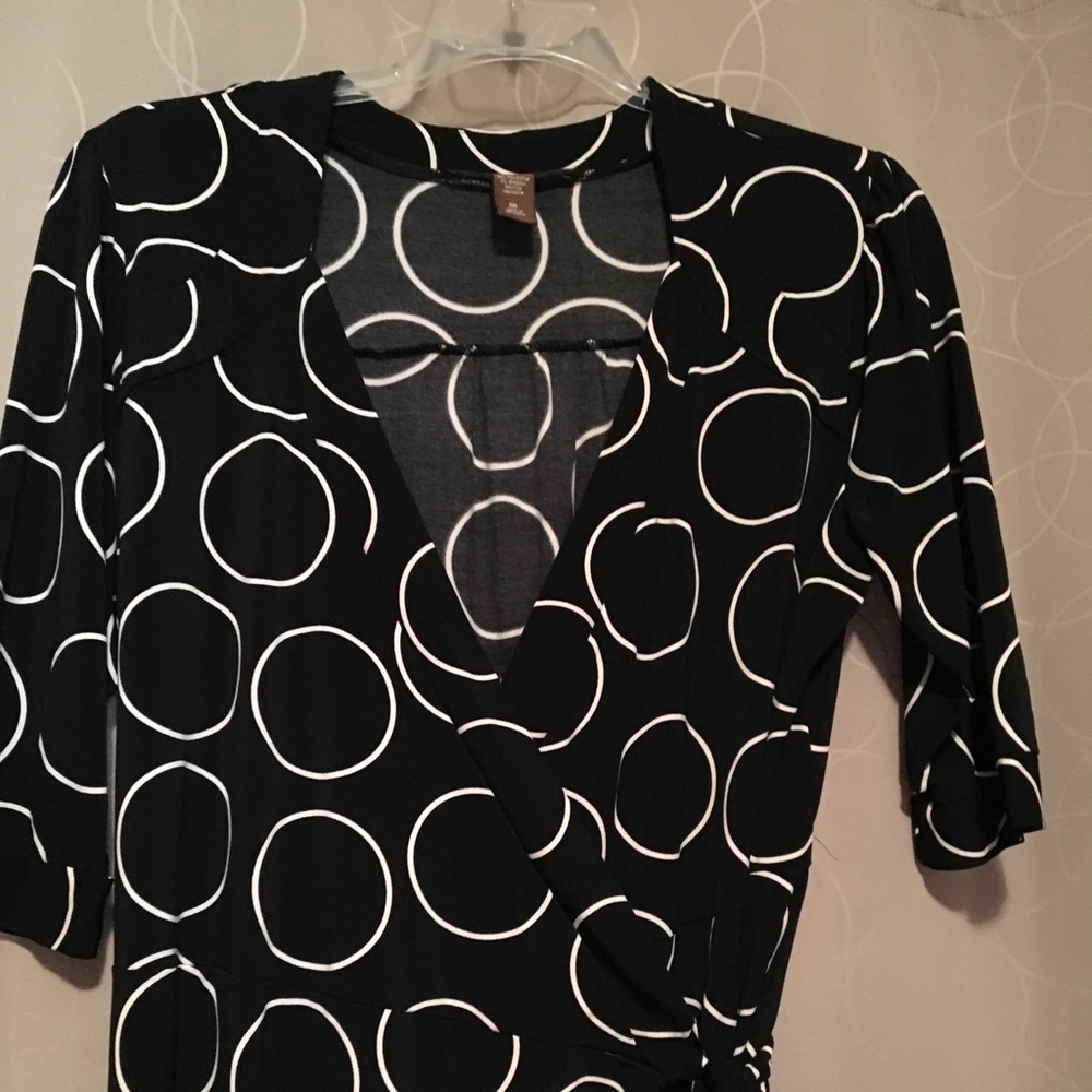 Black and white wrap dress